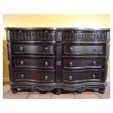 Ashley Britannia Rose 8 drawer dresser Black Rose Finish with marble top. 44 1/4" T x 69 1/2" L x 20" D. Good condition. Heavy.  Located on 2nd floor. This piece is really heavy and large and will hav