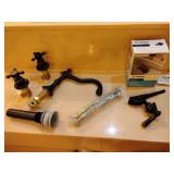 Bathroom Basin Sink Faucet, widespread, oil rubbed bronze and toilet tank lever. New in box.