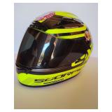 SCORPION EXO-R2000 Motorcycle Helmet. Like  new. Size XS. With additional new clear face shield. The helmet has Indian decals on it. The helmet and additional face shield both have storage bags.