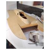 Atlas Van Line Hydroplane RC. Unfinished, plus box of parts.