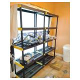 2 - 5 TIER BLACK PLASTIC SHELVING UNITS, INTERTEC 3174451, ETL SANITATION LISTED, VERY NEW, ONE CONNECTOR LEG MISSING. 75" H x 36" W x 18" DEEP. Contents on shelves not included.