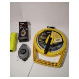 200-Ft. High Visibility Open Reel Tape, Sears, 100-Ft. Chalk Line/Plumb Bob, Spool Neon Yellow Nylon String