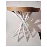 Jeffan Accent Table, Liberte Round Side Table with Stick Base. Top is 21 3/4" across, 22 1/2" tall.