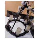 Chandelier, 21" across, bronze tone metal, missing one globe. New never installed