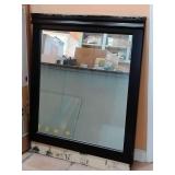 Dresser Mirror, very dark finish, almost black, faux stone finish across very top edge, apprx. 4" lip across bottom to attach to a dresser or could be removed for wall mount conversion. 41 1/2" x 37 1