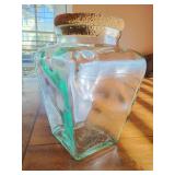 Made in Italy, Unique Glass Jar, Cork Top, 9" T x 6" at widest.
