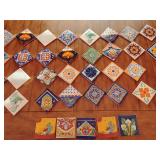 Mexican Tiles, Terra Cotta, Glazed, so many patterns, 4 1/8" x 4 1/8", eventually begin to repeat, 2 boxes, apprx 100 pcs. per box.