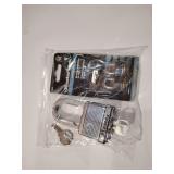 Master Locks, 1 Large used with keys, 2 Small new in package.