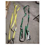 2 Nylon Straps with hooks and wenches, 300 lb capacity. Used, untested.