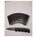 .BOKER PLUS AUTOMAT KALASHNIKOV 74,  01KALS75B, automatic knife, black, drop point, button lock, length 7.56", BEAD BLAST FINISH blade with box, like new. Inspired by the AK47.