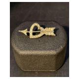 Vintage arrow through the heart rhinestone pendant…..1-3/4” long