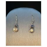 Pair of wire sterling earrings with stacked clear and lavender stones….4 grams