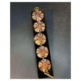 Lightweight wood sand dollar-look disk bracelet with gold tone clasp…..7” long