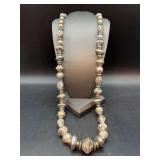 Chunky beaded necklace in tones of gold and silver specks