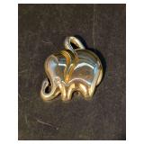 Unmarked 2-tone elephant pendant with clear stone eye…..1-1/2” tall