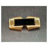 Vintage 1979 Gold tone brooch with onyx-like rectangular center by Givenchy…..1-1/2”