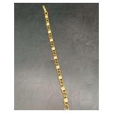 7” gold-tone curb or link bracelet with bezel-set round clear stones