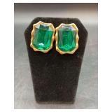Pair of green prism stone post back earrings…..1-1/4” long