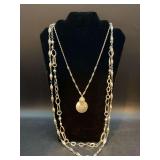 Ruby Rd. Multi-strand layered silver-tone necklace with decorative detailed pendant