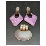 Sterling pendant and lever back earrings set….could not find Sterling mark on earrings but pendant is 11.8 grams