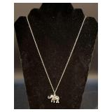Longer Time Tru delicate link chain necklace with decorative and rhinestone silver-tone elephant pendant