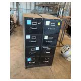 Two black metal, four drawer file cabinets.. in shop just needs good cleaning