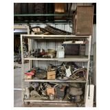 Rol’Away Aluminum four shelf rolling cart with contents. 65 x 73 x 30.