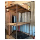 Industrial steel shelving unit with contents 8‘ x 4‘ x 8‘4“.