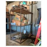 Industrial selving unit with three shelves 8‘ x 4‘ x 8‘4“ tall. Contents included.