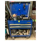 Matco blue rolling toolbox with contents included.(30 x 34 x 19.)