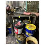 Steel work table 40 x 40 x 40 with the vice and contents on top (items under table not included)