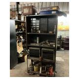 36 x 75 x 31 double-sided metal shelf with pegboard on side