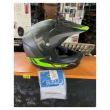 HJC youth large, fluorescent yellow to green and black motorcycle helmet