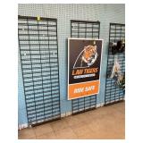 Three metal hanging display racks (contents not included) 24x74