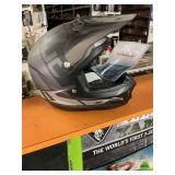 HJC youth medium black, two tone gray, and silver motorcycle helmet