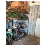 Steel and wood shelving unit. one piece made to support motors.. 8’ x 4’x 8 foot six tall