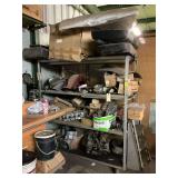 Rol-Away aluminum shelving unit with 4 shelves. 65 x 73 x 30.. Contents included