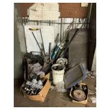 Grouping of miscellaneous parts as shown, including contents of red barrel