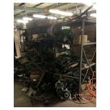 Five shelving units of miscellaneous size, including all parts on and in front of shelving. See photos.