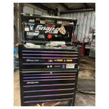 Snap on rolling toolbox with contents..11 drawers. Lift top. 40 x 58 x 20.