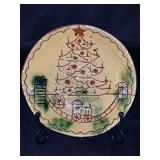 Vintage Pennsylvania Dutch Breininger redware pottery plate…..5-1/2”D…..stand not included