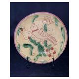 Vintage Pennsylvania Dutch Breininger redware pottery bowl with bird and tulip motif…..7-3/4”D x 1-3/4” tall…..stand not included