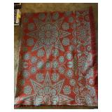 Antique full/queen reversible medallion design cotton coverlet…..fraying along edge…..signed Emanuel Meily Lebanon 1846