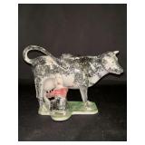 Antique (c.1840) Pearlware Cow Creamer…..tag on bottom reads $1250…..7-1-2 long x 5-1/2 tall