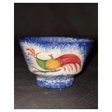 Antique Molly Dallas Blue Spatterware Peafowl Cup…..3-3/4”D x 2-1/2” tall