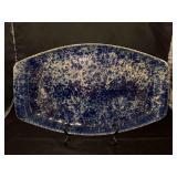 Vintage Bennington Pottery Blue Agate Glaze Serving Tray…..16-3/4 x 10”…..stand not included