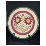 Vintage Baker & Co. England handpainted spongeware 11-1/4” plate…..with crackle pattern…..stand not included