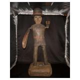 Antique Pennsylvania Dutch American Folk Art carved and painted wood figural whirligig….paint has faded but in working condition….22” tall