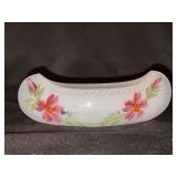 Vintage hand-painted opaque milk glass canoe candy/nut dish, often sold as a souvenir piece in the early 1900s.
