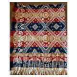 Vintage full/queen size red/white/blue/beige coverlet